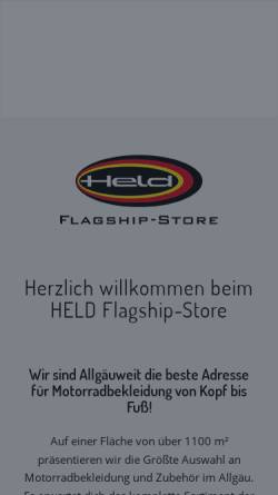 Vorschau der mobilen Webseite www.held-shop.de, Held Shop Bikerfashion & Outdoor