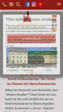 Vorschau der mobilen Webseite www.schlosskrone.de, Hotel Schlosskrone