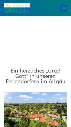 Vorschau der mobilen Webseite www.feriendorf-allgaeu.de, Feriendorf Reichenbach und Weißensee