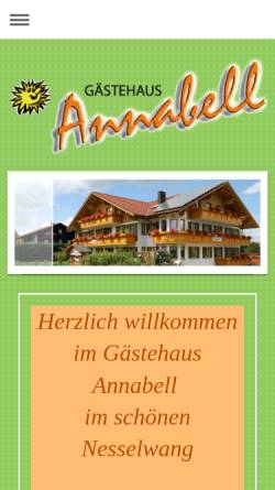 Vorschau der mobilen Webseite www.haus-annabell.de, Gästehaus Annabell
