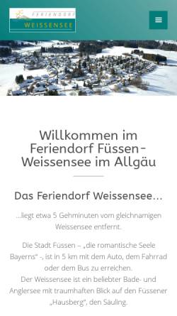 Vorschau der mobilen Webseite www.feriendorf-weissensee.de, Feriendorf Weissensee
