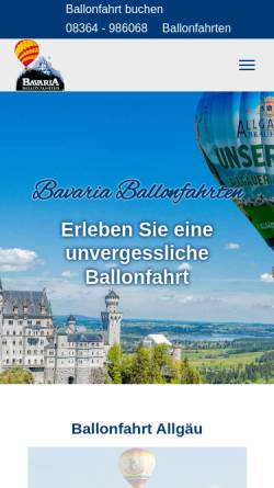 Vorschau der mobilen Webseite www.bavaria-ballon.de, Bavaria Ballonfahrten GmbH