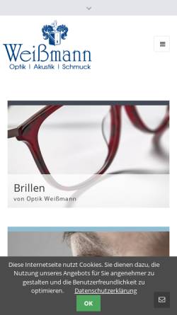 Vorschau der mobilen Webseite www.optik-weissmann.de, Weißmann GmbH
