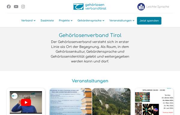 Vorschau von www.gehoerlos-tirol.at, Tiroler Landesverband der Gehörlosenvereine