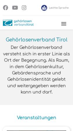 Vorschau der mobilen Webseite www.gehoerlos-tirol.at, Tiroler Landesverband der Gehörlosenvereine
