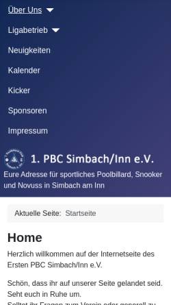 Vorschau der mobilen Webseite www.pbcsimbach.de, 1. PBC Simbach am Inn e.V.