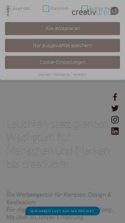 Vorschau der mobilen Webseite www.creativ3.de, Werbeagentur Creativ 3