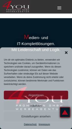 Vorschau der mobilen Webseite www.4you-werbeagentur.de, 4you Promotion GmbH