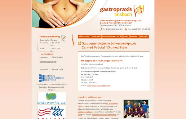 Vorschau von www.gastropraxis-ansbach.de, Gastroenterologische Schwerpunktpraxis Dr. med. Kröckel / Dr. med. Hahn