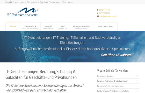 Vorschau von zuckermandel.de, Martin Zuckermandel - IT Services und Training