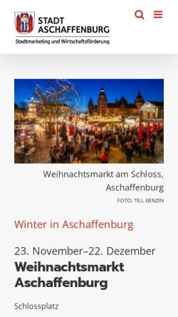 Vorschau der mobilen Webseite www.info-aschaffenburg.de, Aschaffenburger Weihnachtsmarkt