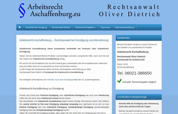 Vorschau von www.arbeitsrecht-aschaffenburg.eu, Rechtsanwalt Oliver Dietrich