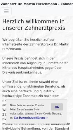 Vorschau der mobilen Webseite www.zahnarzthirschmann.de, Dr. H.-J. Berger M. Hirschmann Zahnärzte