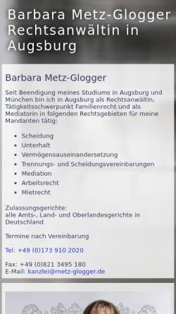 Vorschau der mobilen Webseite www.metz-glogger.de, Metz-Glogger & Herz
