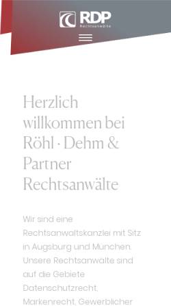 Vorschau der mobilen Webseite www.rdp-law.de, Röhl, Dehm & Partner