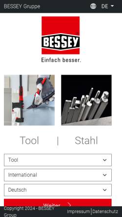Vorschau der mobilen Webseite www.bessey.de, BESSEY Tool GmbH & Co. KG