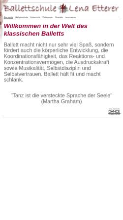Vorschau der mobilen Webseite www.ballett-lena-etterer.de, Ballettschule Lena Etterer