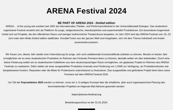 Vorschau von www.arena-festival.org, ARENA - der jungen Künste e.V.