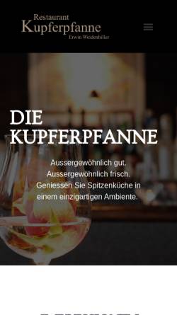 Vorschau der mobilen Webseite www.ew-kupferpfanne.de, Restaurant Kupferpfanne