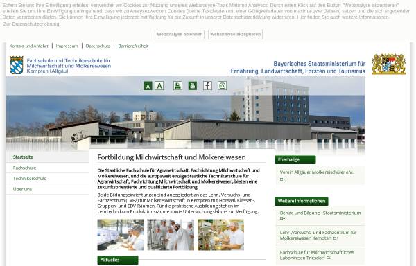 Vorschau von www.fachschule-milchwirtschaft.bayern.de, Staatliche Fachschule für Agrarwirtschaft - Fachrichtung Milchwirtschaft und Molkereiwesen