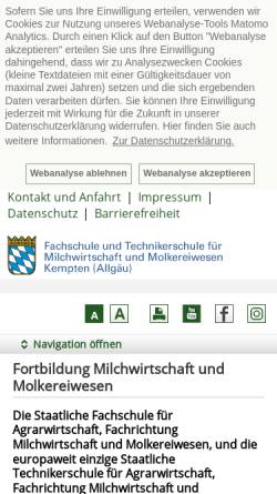 Vorschau der mobilen Webseite www.fachschule-milchwirtschaft.bayern.de, Staatliche Fachschule für Agrarwirtschaft - Fachrichtung Milchwirtschaft und Molkereiwesen