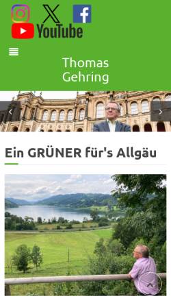 Vorschau der mobilen Webseite www.thomasgehring.de, Bündnis 90/Die Grünen Kempten im Allgäu