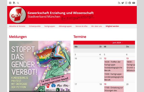 Vorschau von www.gew-muenchen.de, Gewerkschaft Erziehung und Wissenschaft GEW