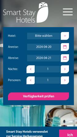 Vorschau der mobilen Webseite smart-stay.de, Smart Stay Hotels und Hostels