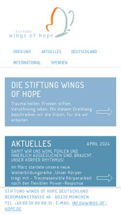 Vorschau der mobilen Webseite www.wings-of-hope.de, Stiftung Wings of Hope Deutschland