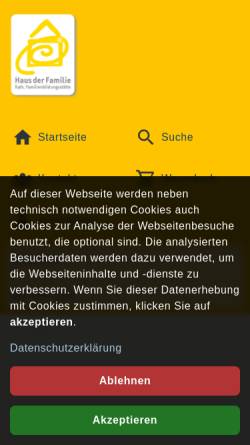 Vorschau der mobilen Webseite hausderfamilie.de, Haus der Familie