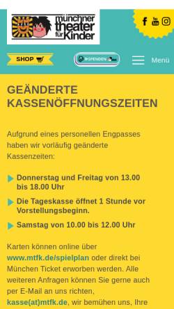 Vorschau der mobilen Webseite mtfk.de, Münchner Theater für Kinder