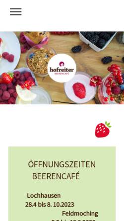 Vorschau der mobilen Webseite www.hofreiter.de, BeerenCafé