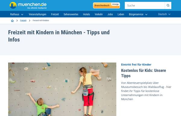 Vorschau von www.muenchen.de, Freizeit mit Kindern in München