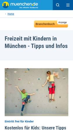 Vorschau der mobilen Webseite www.muenchen.de, Freizeit mit Kindern in München