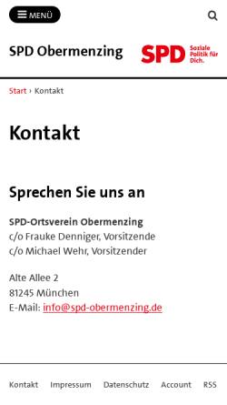 Vorschau der mobilen Webseite spd-obermenzing.de, SPD Ortsverein München Obermenzing