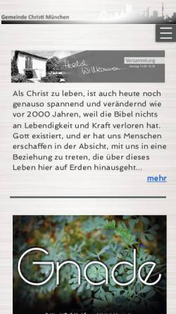 Vorschau der mobilen Webseite www.gemeinde-christi-muenchen.de, Gemeinde Christi am Laimer Platz