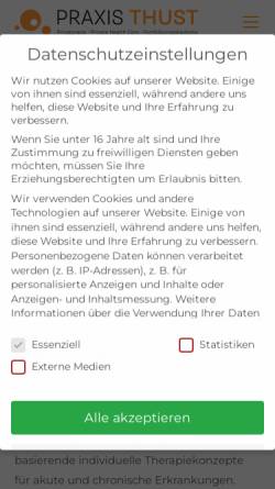 Vorschau der mobilen Webseite www.praxis-thust.de, 24 Stunden Münchner Heilpraktiker
