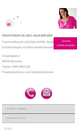 Vorschau der mobilen Webseite www.dr-braeuker.de, Bräuker, Dr. med. Anja