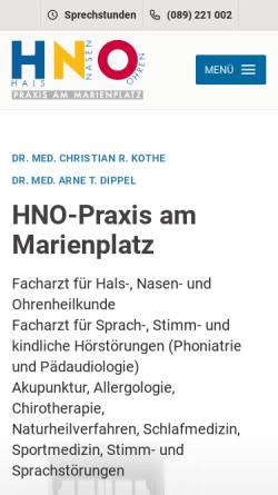 Vorschau der mobilen Webseite www.hno-marienplatz.de, Seifert, Dr. med. Dr.Ing. Jochen