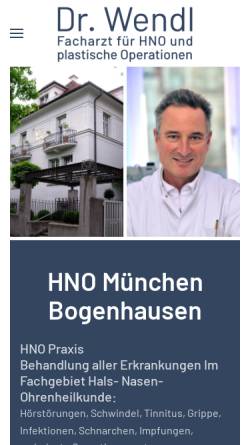 Vorschau der mobilen Webseite www.dr-wendl-hno.de, Wendl, Dr. med. Florian