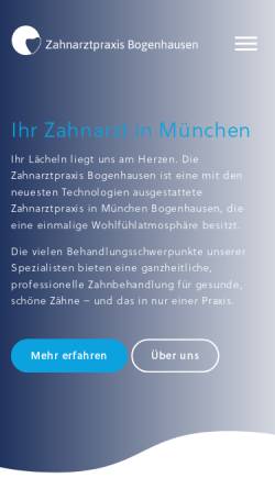 Vorschau der mobilen Webseite www.bogenhausen-zahnarztpraxis.de, Dr. med. dent. Franz Xaver Wack Zahnarzt