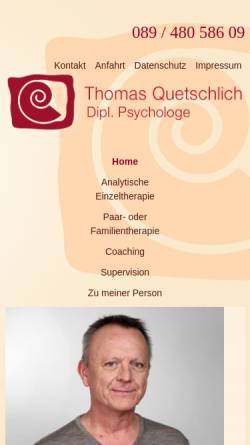 Vorschau der mobilen Webseite www.psychotherapie-haidhausen.com, Dipl. Psych. Thomas Quetschlich