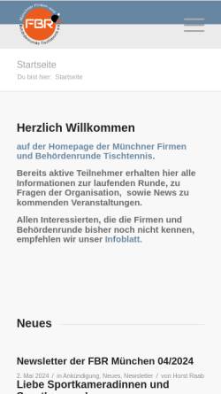 Vorschau der mobilen Webseite ttfbr.de, Tischtennis in der Münchner Firmen- und Behördenrunde FBR