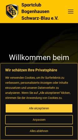 Vorschau der mobilen Webseite scbogenhausen.de, SC Bogenhausen online