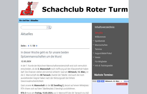 Vorschau von www.scroterturm.de, Schachclub Roter Turm Altstadt