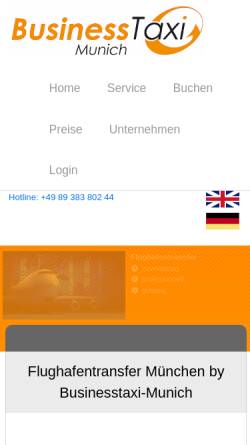 Vorschau der mobilen Webseite www.businesstaxi-munich.de, Taxiunternehmen Fink