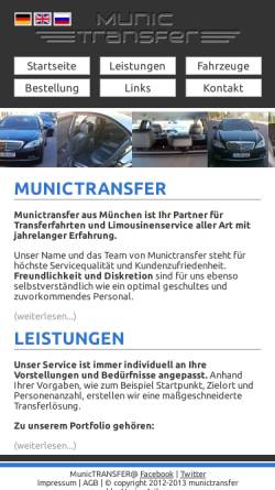 Vorschau der mobilen Webseite www.munictransfer.de, Airporttransferservice Arikan