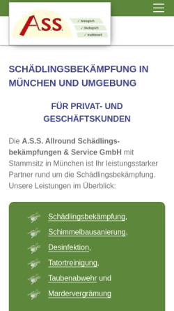 Vorschau der mobilen Webseite www.ass-schaedlingsbekaempfung.de, ASS Allround Schädlingsbekämpfungen + Service GmbH