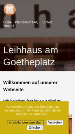 Vorschau der mobilen Webseite leihhaus-am-goetheplatz.de, Leihhaus am Goetheplatz - Inh. Kurt Nowak