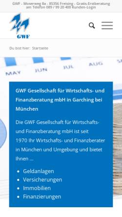 Vorschau der mobilen Webseite www.gwf-mbh.de, GWF Gesellschaft für Wirtschafts- und Finanzberatung mbH